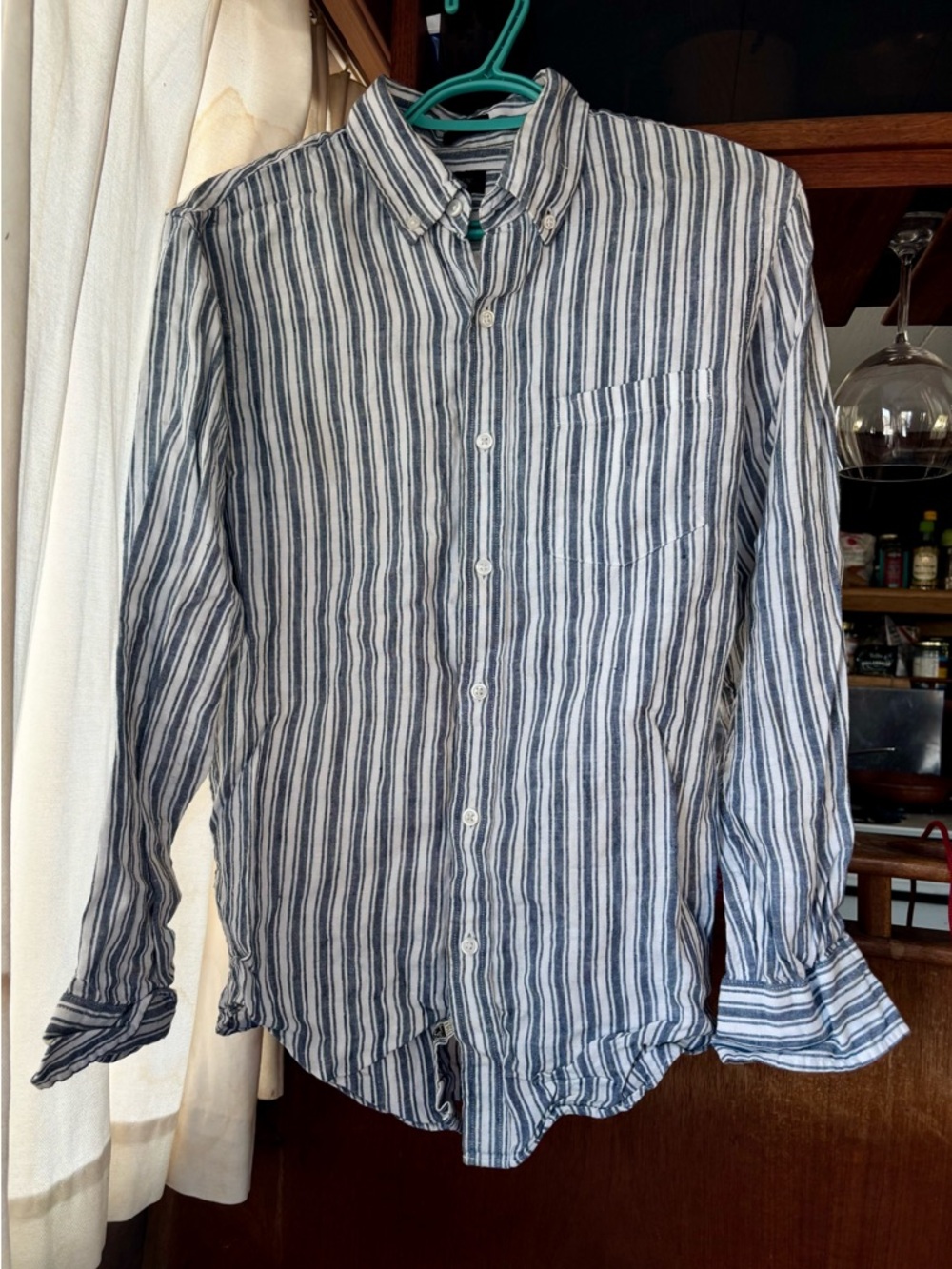 J. Crew Striped 100% Linen Button-down Shirt
